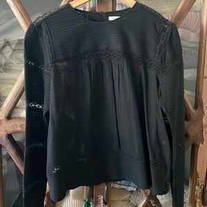 Etoile Isabel Marant Rexton Long-Sleeve Lace-Striped Top 🖤